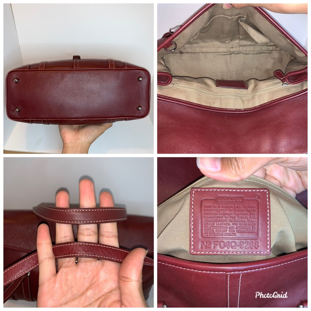 Coach Burgundy Leather Carryall Hampton Bag - Picture 7 of 7